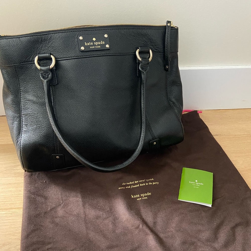 Kate Spade authentic black 100% cow leather tote